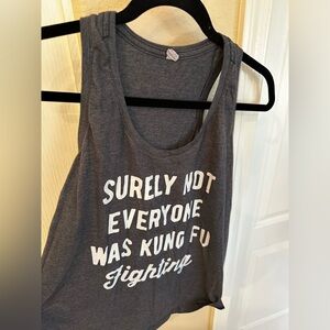 Kung Fu Fighting Gray Graphic Tank Top Medium worn 2x